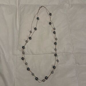 Blue and gray beaded necklace Navy
